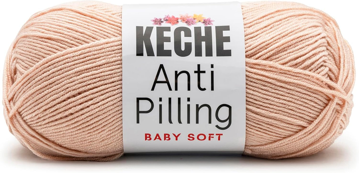 Soft DailyKnit DK Yarn, 100% Anti-Pilling Acrylic for Knitting Crocheting, Light Weight #3 (3.52 oz / 274 Yds) 1 Skein - Nude Peach