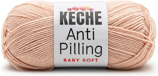 Soft DailyKnit DK Yarn, 100% Anti-Pilling Acrylic for Knitting Crocheting, Light Weight #3 (3.52 oz / 274 Yds) 1 Skein - Nude Peach