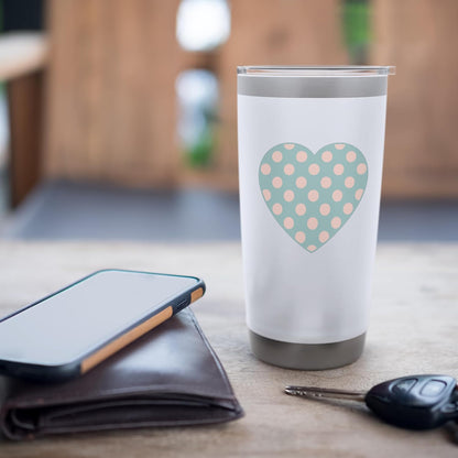 Cute Dusty Teal and Peach Pink Polka Dot Aesthetic Pattern Stainless Steel Insulated Tumbler
