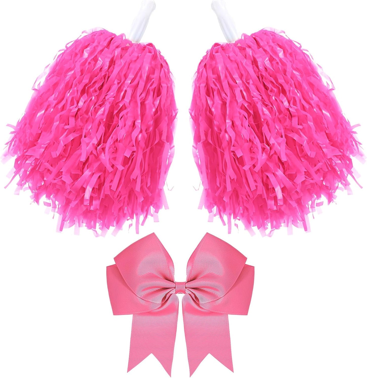 Hotop 3 Pcs 10 in Cheerleading Pom Poms and Large Cheerleader Hair Bow Cheer Pompoms Cheerleading Accessories for Sport Events Dance Party Basketball Football Team