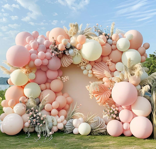 Pastel Pink White Balloon Arch Double Stuffed Light Pink Blush Ivory Beige Balloon Garland Kit Peach Cream Balloons for Birthday Baby Shower Wedding Valentine Engagement Bridal Fall Boho Party Decor