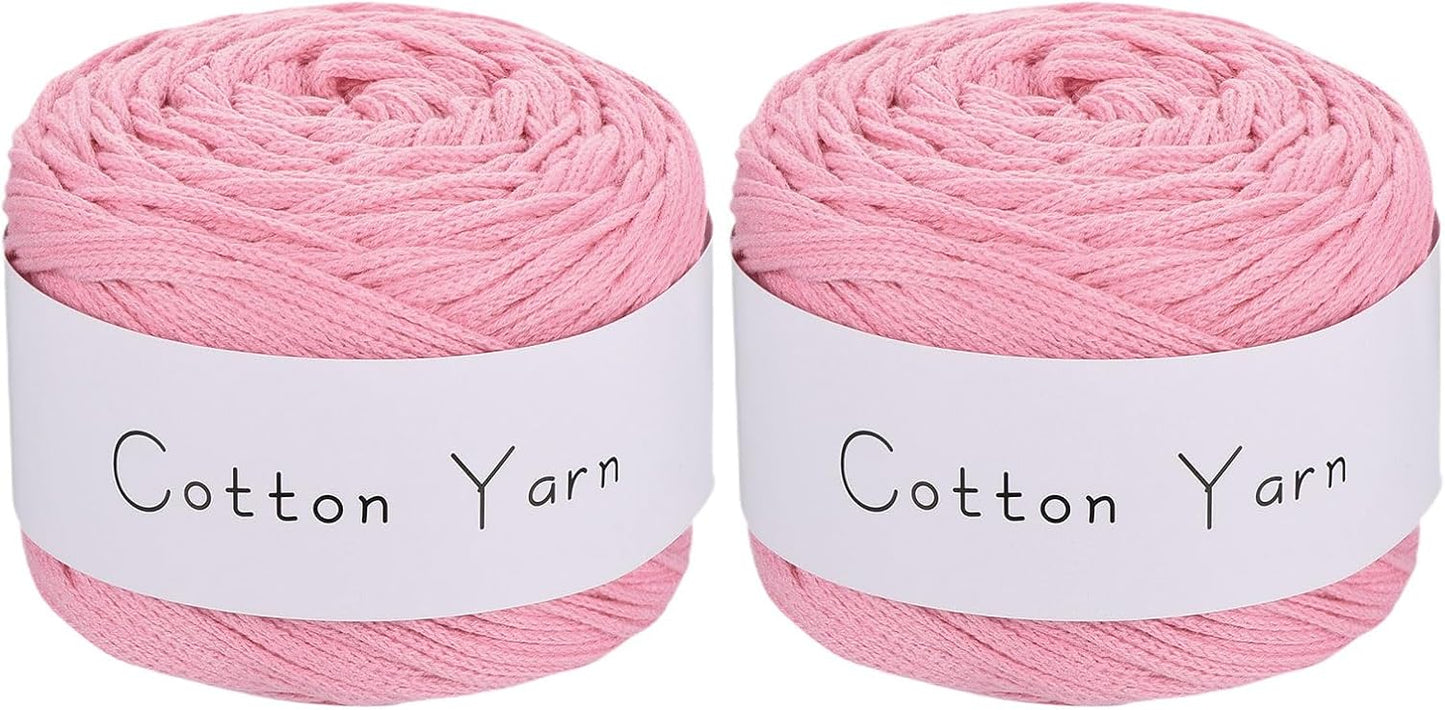 MECCANIXITY 2 Skein Cotton Yarn, 100% Cotton Chunky Yarn for Hand Knitting, Blanket Yarn for Crocheting Each of 204g/7.20oz(Per Skein 150m/164 Yard)/Light Peach