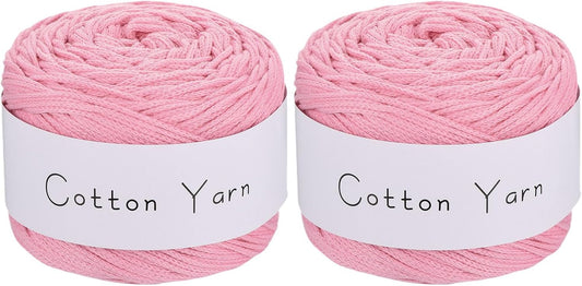 MECCANIXITY 2 Skein Cotton Yarn, 100% Cotton Chunky Yarn for Hand Knitting, Blanket Yarn for Crocheting Each of 204g/7.20oz(Per Skein 150m/164 Yard)/Light Peach