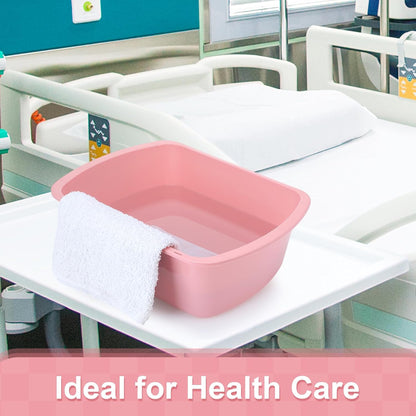 Honeydak 8 Pack Wash Basins Plastic Wash Tub Pink 7 Quart Graduated Buckets Rectangular Plastic Hospital Bedside Soaking Tub Washing Basin for Cleaning Foot Bath Washing Dishes Face Cleansing