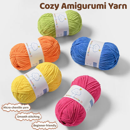 Fluffy Chenille Yarn for Crocheting, Baby Yarn for Crocheting Soft, 4 Pack of 100g/3.52oz Velvet Amigurumi Yarn, Fingering Weight Yarns for Crocheting Baby Blankets、DIY Craft.(4 Pink)