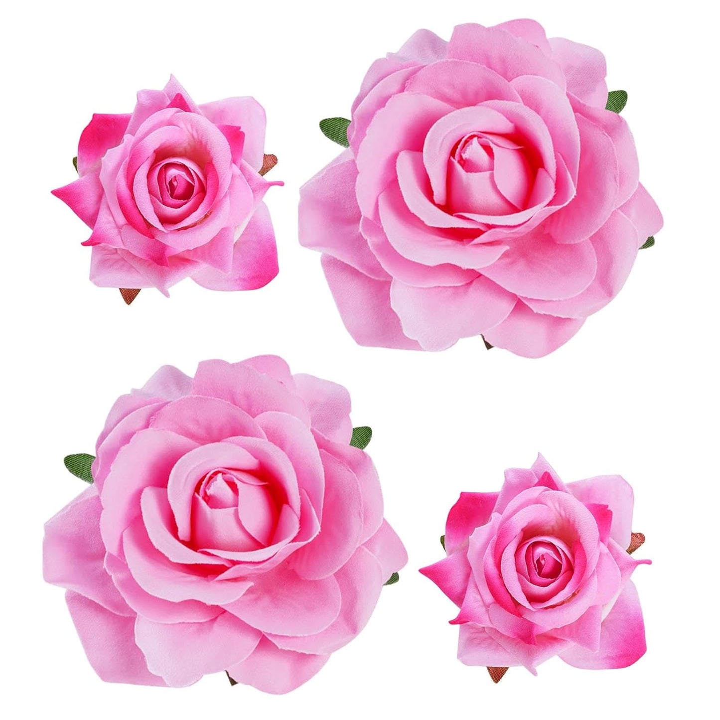 Topbuti Rose Hair Clip Flower Hairpin Brooch Floral Clips, 4 Pcs Fabric Rose Flowers Hair Clips Mexican Hair Flowers Pin up Headpieces for Woman Girl Wedding Party Mother's Day (2 Sizes) (Pink)