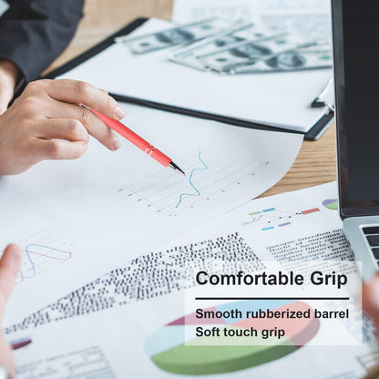 Oddmoal Ballpoint Pen with Stylus Tip, Soft Touch Click Metal Pen, 1.0mm Medium Point, Black Ink, 12 Count(Peach)