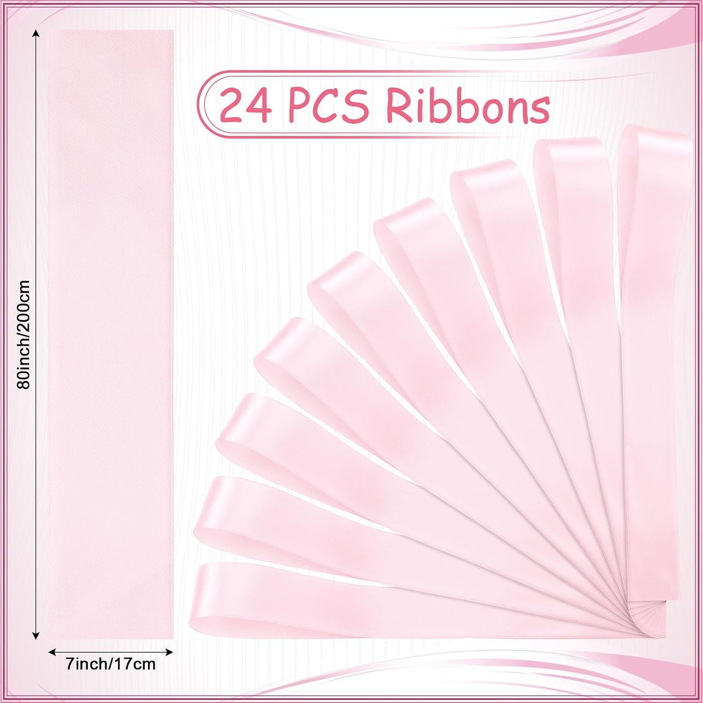Daifunli Pink 24 Pcs Wedding Bows Aisle Decorations Satin Bows for Chairs Decor Pew Decorations Elegant Ceremony Ribbons for Wedding Background Church Bridal Shower Marriage Ceremony
