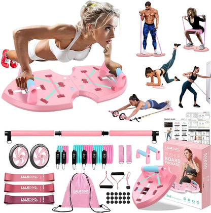 LALAHIGH Push Up Board,36 in 1 Home Gym Equipment with Ab Roller Wheel & Resistance Bands, Portable Foldable Workout Board for Full Body Strength Training Men Women,Gift for Grilfriend