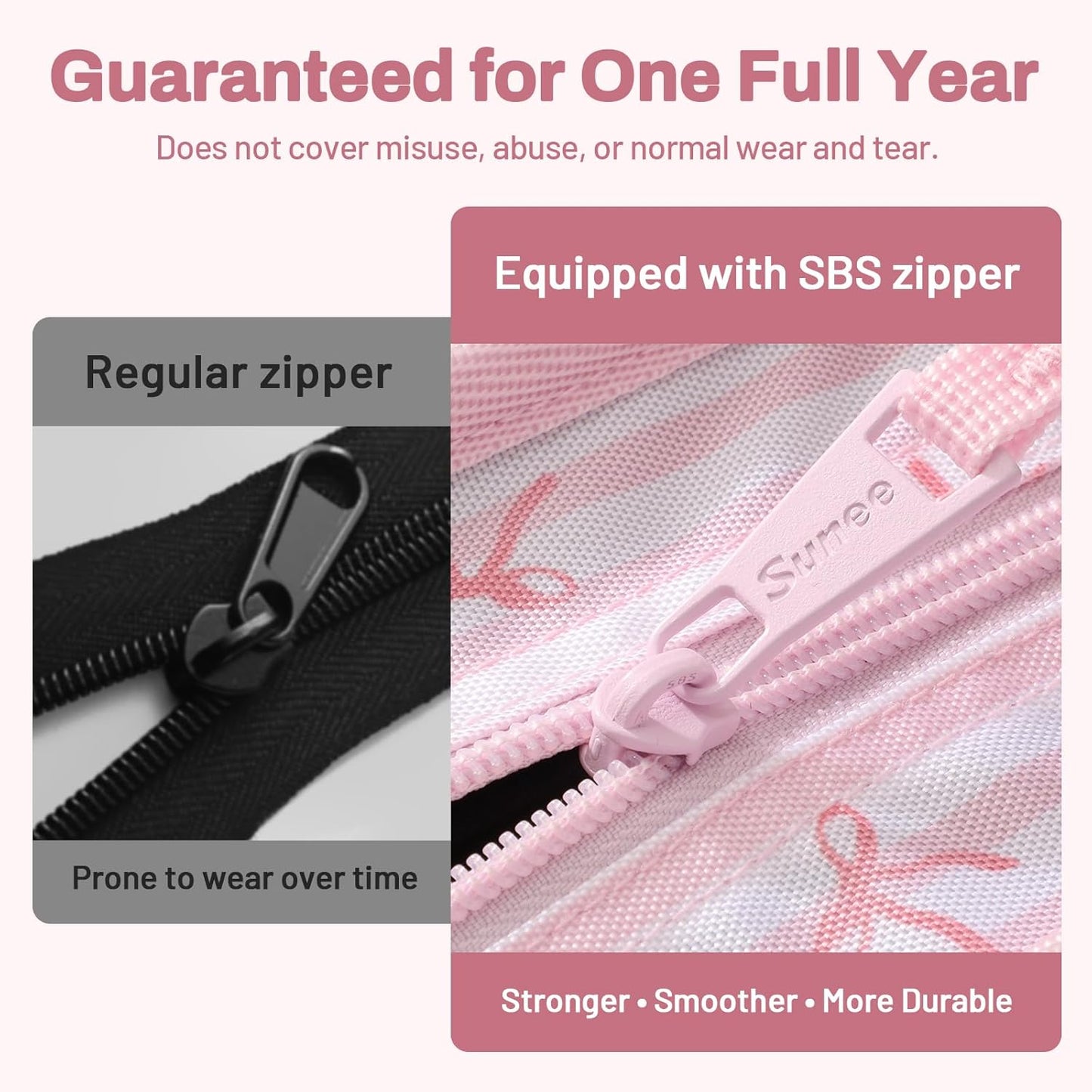 SUNEE Zipper Binder with Handle, 1.5 Inch O-Ring, 325 Pages Capacity, with 5-Tab Expanding File Folder for Classified Storage, Small Size Lightweight Zipper Bag for Middle School Students, Pink Bow