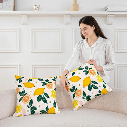 Manfei Lemon Throw Pillow Covers Set of 2 Botanical Leaf Cushion Covers Daisy Floral Summer Fresh Sofa Kids Boys Girls Bedroom Decor Soft Pillows Covers 22x22 Inches Pink Yellow