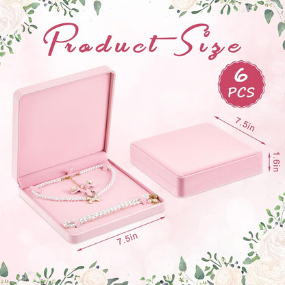 Yinkin 6 Pcs Velvet Jewelry Set Box Jewelry Display Case Earring Ring Bracelet Necklace Gift Box Pearl Necklace Storage Case for Mother's Day Wedding Travel Anniversary(Pink)