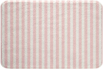 Homewish Pink White Striped Bathroom Rugs,Geometric Stripes Non Slip Bath Mat Coquette Sweet Bathroom Indoor Floor Mats,Modern Shaggy Absorbent Bathtub Decor Rug,20"x32"