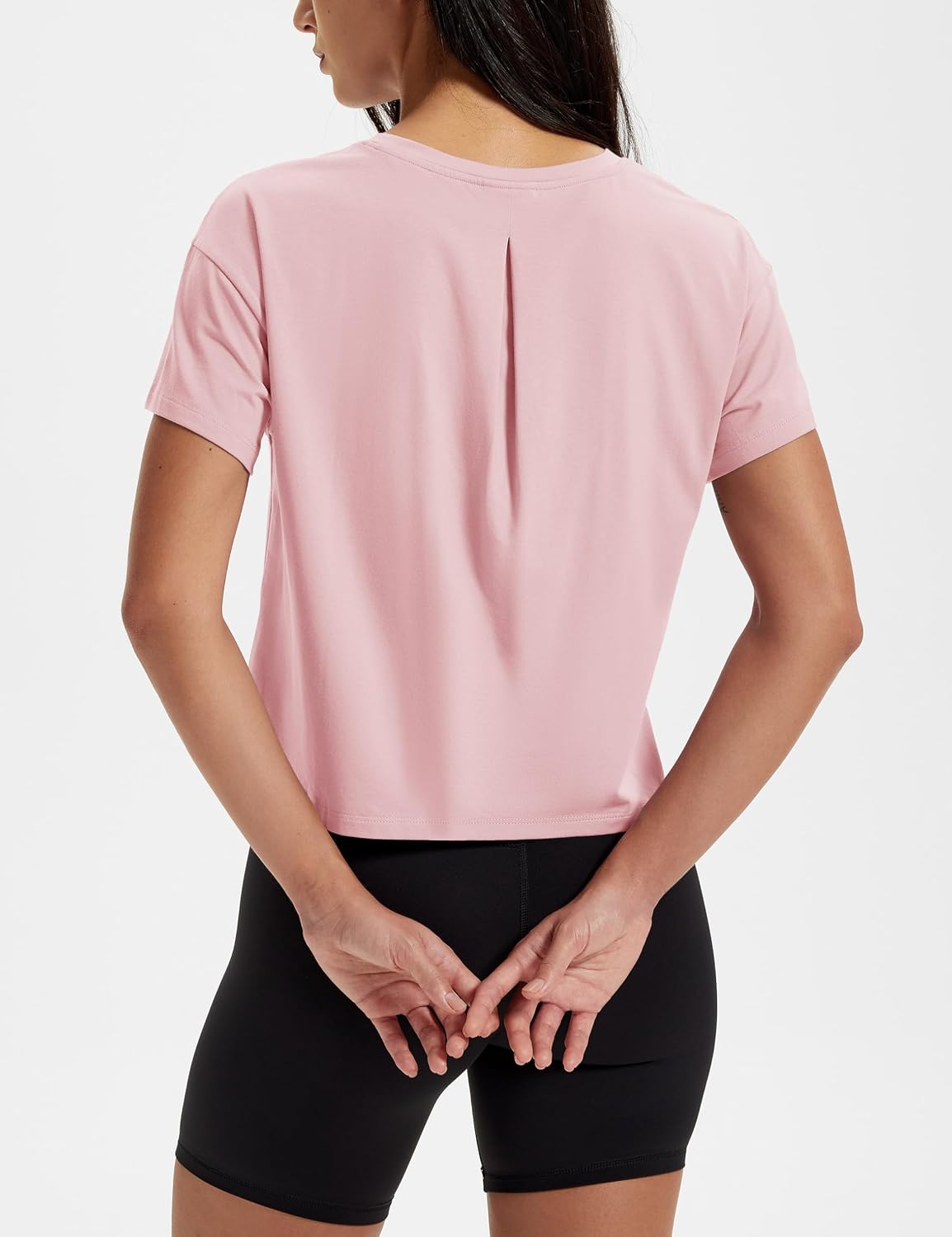 MAGCOMSEN Crop Tops for Women Workout Short Sleeve Shirts Cropped T Shirts Loose Fit Boxy Tee Cotton Athletic Gym Exercise