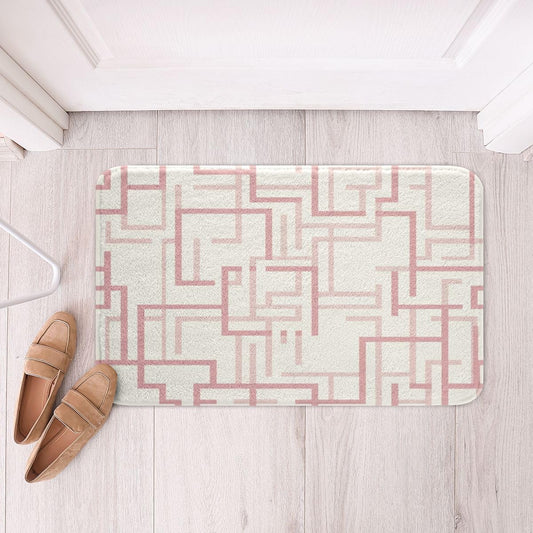 jejeloiu Pink Bathroom Rugs Stripes Bath Mats Microfiber Geometric Bathroom Accessories Luxury Floor Doormats Non-Slip 16"x24" Soft