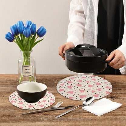 Cotton Trivets Mats Set of 2, Light Pink Heart Large Trivets Set for Hot Pots and Pans, Pot Holders Protector Kitchen Essentials for Cooking and Baking