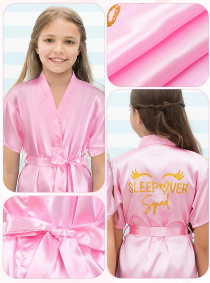 Cutecrop 6 Pcs Pink Slumber Party Decoration Spa Squad Robes Sleepover Party Supplies for Women Slumber Birthday Spa Kit