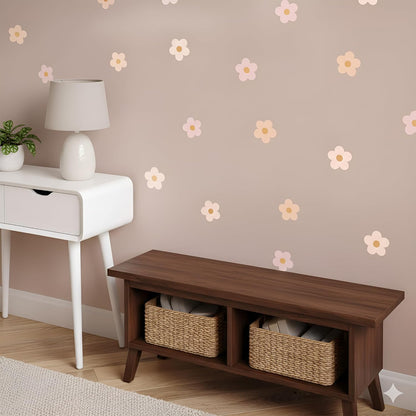 Boho Blush Pink Daisy Flowers Decals Stickers for Kids Transform Your Toddlers Bedroom with Durable, Easy to Apply Removable Wall Stickers Vibrant Peel-and-Stick Wall Decor