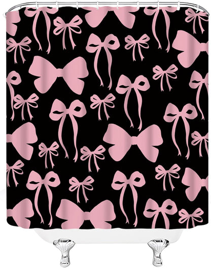 Pink Bow Shower Curtain Cute Bowknot for Girls Woman Modern Aesthetic Lovely Fabric Bathroom Decor Curtain with Hooks,70Wx70H Inches