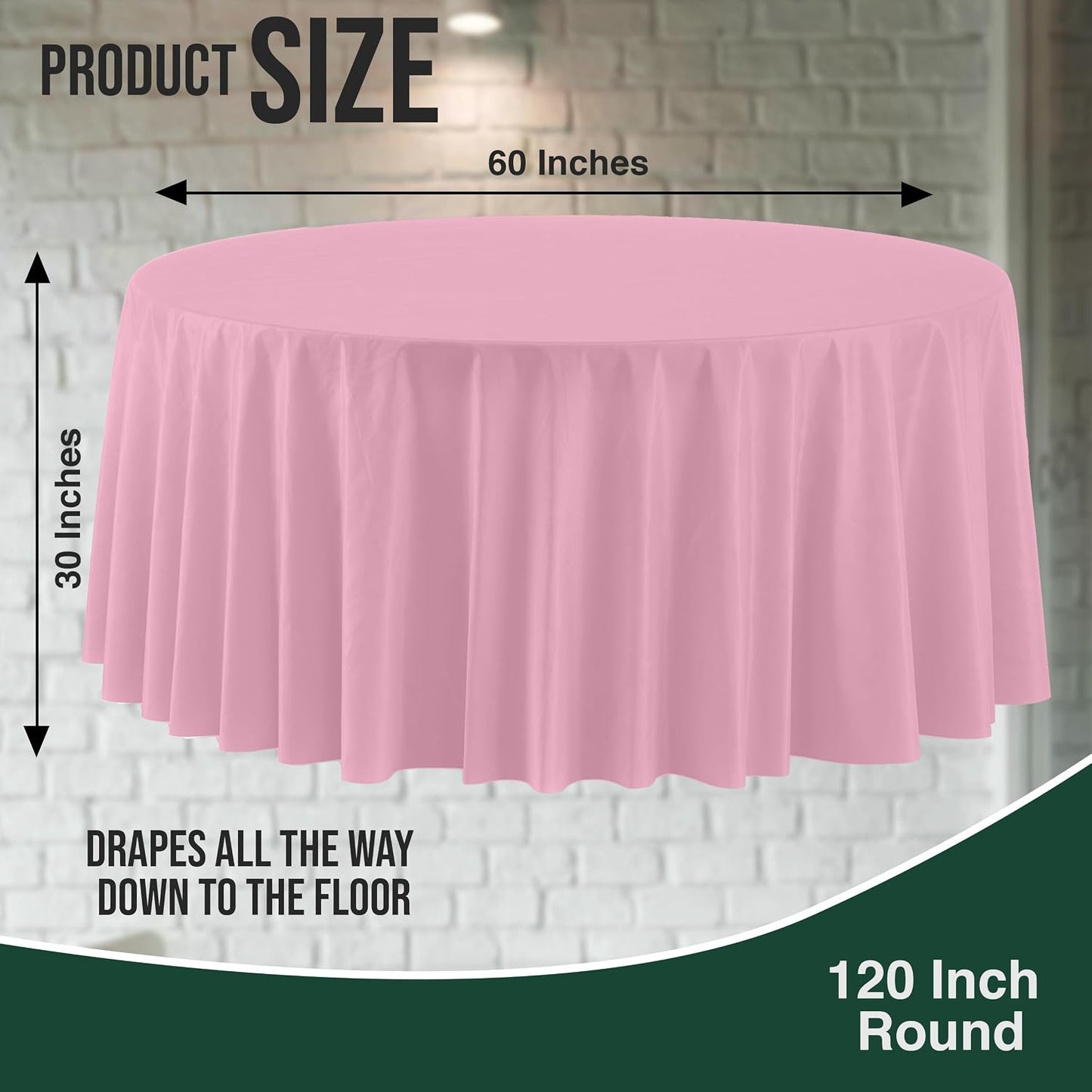 Exquisite Pack of 12 Pink Plastic Table Cloth - Size: 120 Inch Round Disposable Tablecloth for Parties - Ideal for for Birthdays, Parties, Summer & More