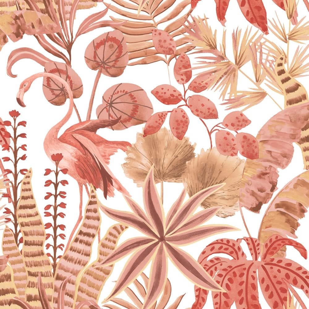 Tempaper Pink Flamingo Daydream Removable Peel and Stick Wallpaper, 20.5 in X 16.5 ft, Made in The USA