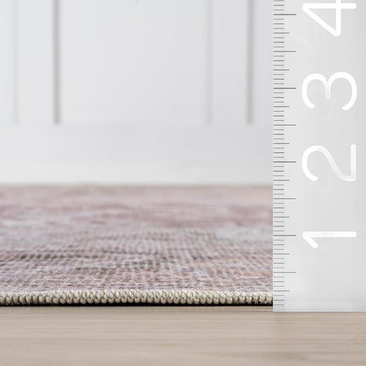 nuLOOM Splashguard Rora Pale Pink/Ivory, 3' x 5', Vintage, Soft and Cozy, High Traffic, Stain Resistant, Easy Clean, Durable, Machine Washable Area Rug for Bedroom, Living Room, Dining, Den, Foyer