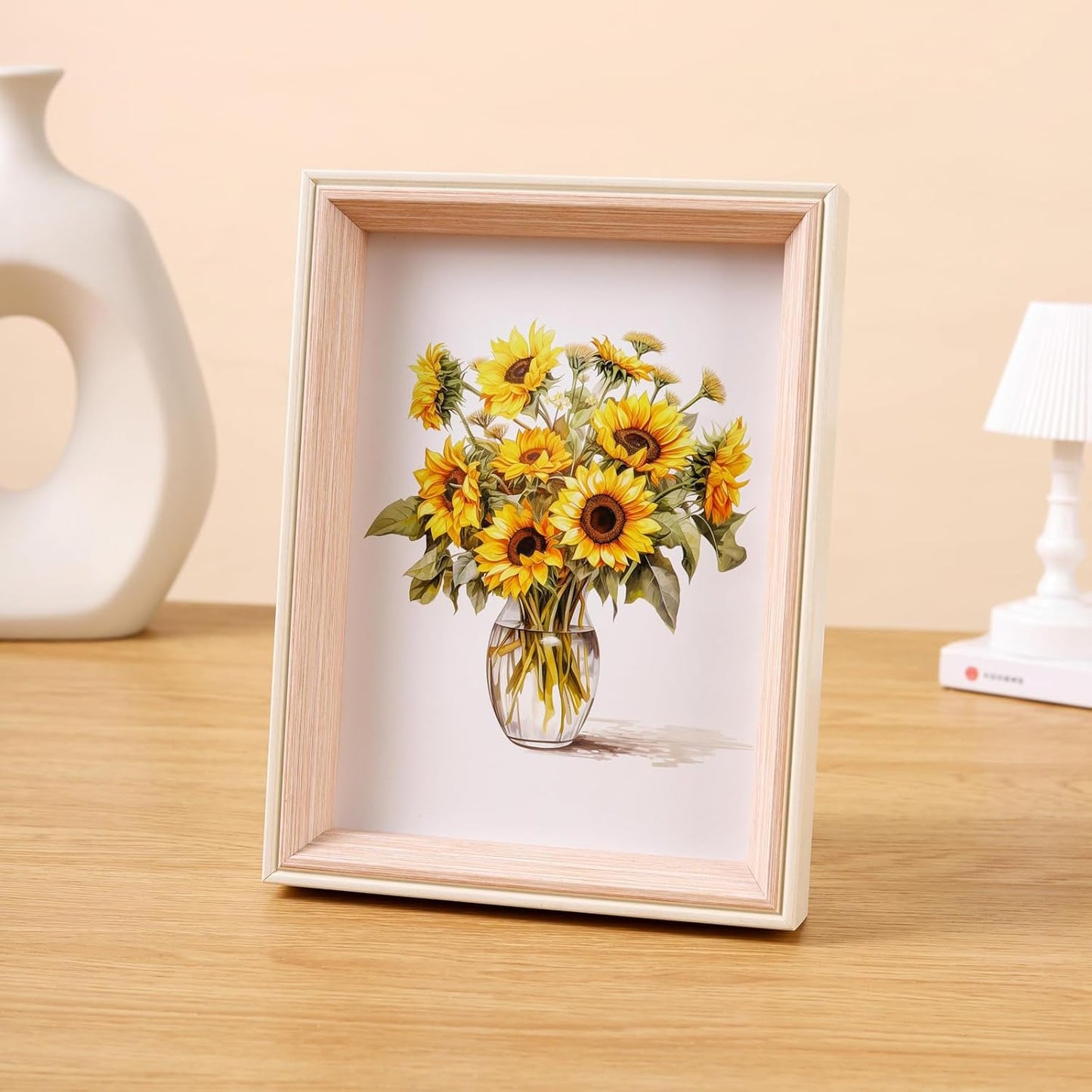 5x7 Picture Frame Pink Beige Resin 5 by 7 Photo Frame for Tabletop or Wall