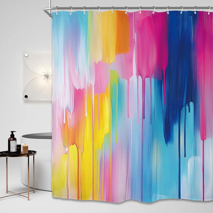 Miyotaa Abstract Modern Blue Pink Shower Curtain Set 60Wx71H Inches Colorful Contemporary Aesthetic Minimalist Art Painting Waterproof Bathroom Curtain with 12 Hooks