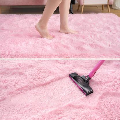 Soft Pink Hallways Runner Rugs for Bedroom, 2x6 Ft Modern Plush Shag Carpet, Non Slip Dorm Bedside Shaggy Rug for Living Room, Indoor Long Nursery Kids Girls Teen Room Aesthetic Home Decor