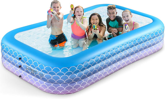 2025 Upgrade Inflatable Pool for Kids and Adults-120"*72"*22" Full-Sized Inflatable Swimming Pool Leakproof Blow Up Above Ground for Backyard Outdoor Garden Summer Water Party Pink