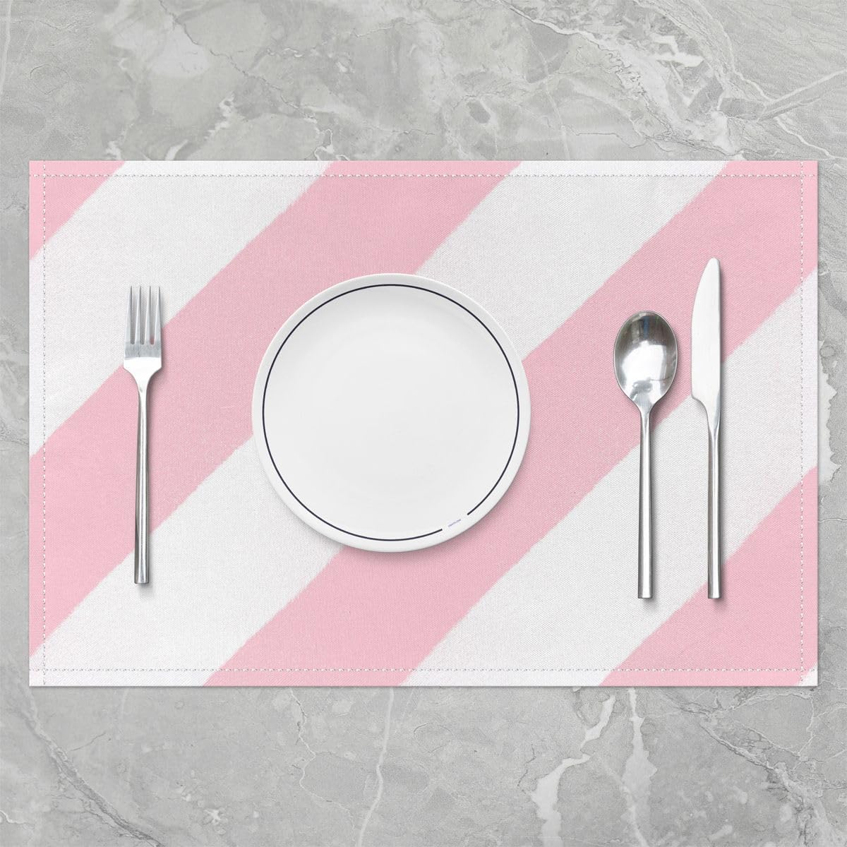 Feelyou Pink White Stripe Placemats Set of 4 Striped Table Mats for Party Kitchen Dining Decoration Geometric Place Mat for Table Holiday Decor Indoor Outdoor 18"x12" Non-Slip Easy to Clean Washable