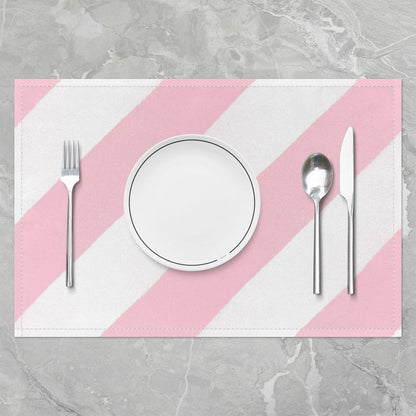 Feelyou Pink White Stripe Placemats Set of 4 Striped Table Mats for Party Kitchen Dining Decoration Geometric Place Mat for Table Holiday Decor Indoor Outdoor 18"x12" Non-Slip Easy to Clean Washable