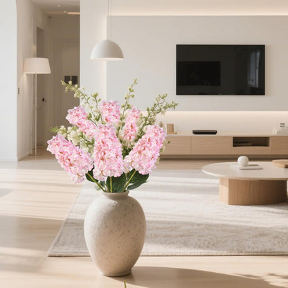 4pcs Pink Hydrangea Artificial Flower, 33.5" Long Stem Real Touch Conical Fake Hydrangea Silk Flowers, for High Vase Flower Arrangements Decoration, Family Farmhouse, Hotel Decor (Pink)