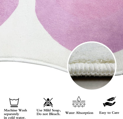 USTIDE Pink Flower Shaped Rug 47x47 Inch, Cute Round Area Rug for Bedroom Living Room Fluffy Circular Carpet Washable Floor Mat for Kids Room Nursery Room Playroom