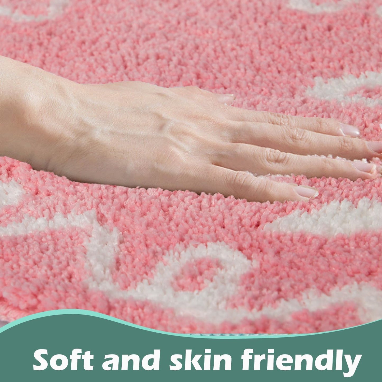 Pink Heart Bow Bathroom Mat Coquette Non Slip Heart Shaped Bow Rug Cute Girly Carpet Room Decor Microfiber Absorbent Bath Rug for Bathroom Bathtub Shower Bedroom (Pink)