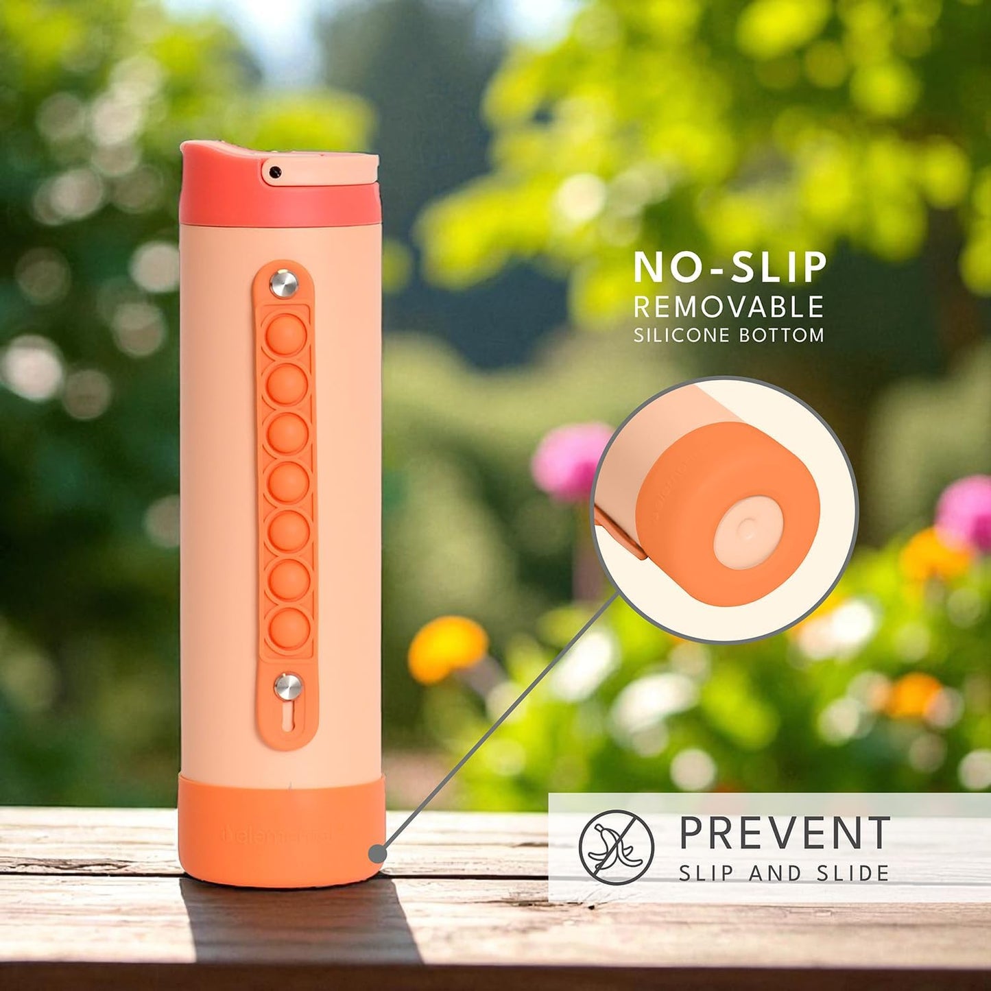 Elemental Iconic Kids Water Bottle for School - 100% Leak-Proof Insulated Water Bottles with Straw Lid & Pop-It Handle for Boys & Girls - Triple-Wall Insulated & BPA-Free, 20oz – Peach Sunrise