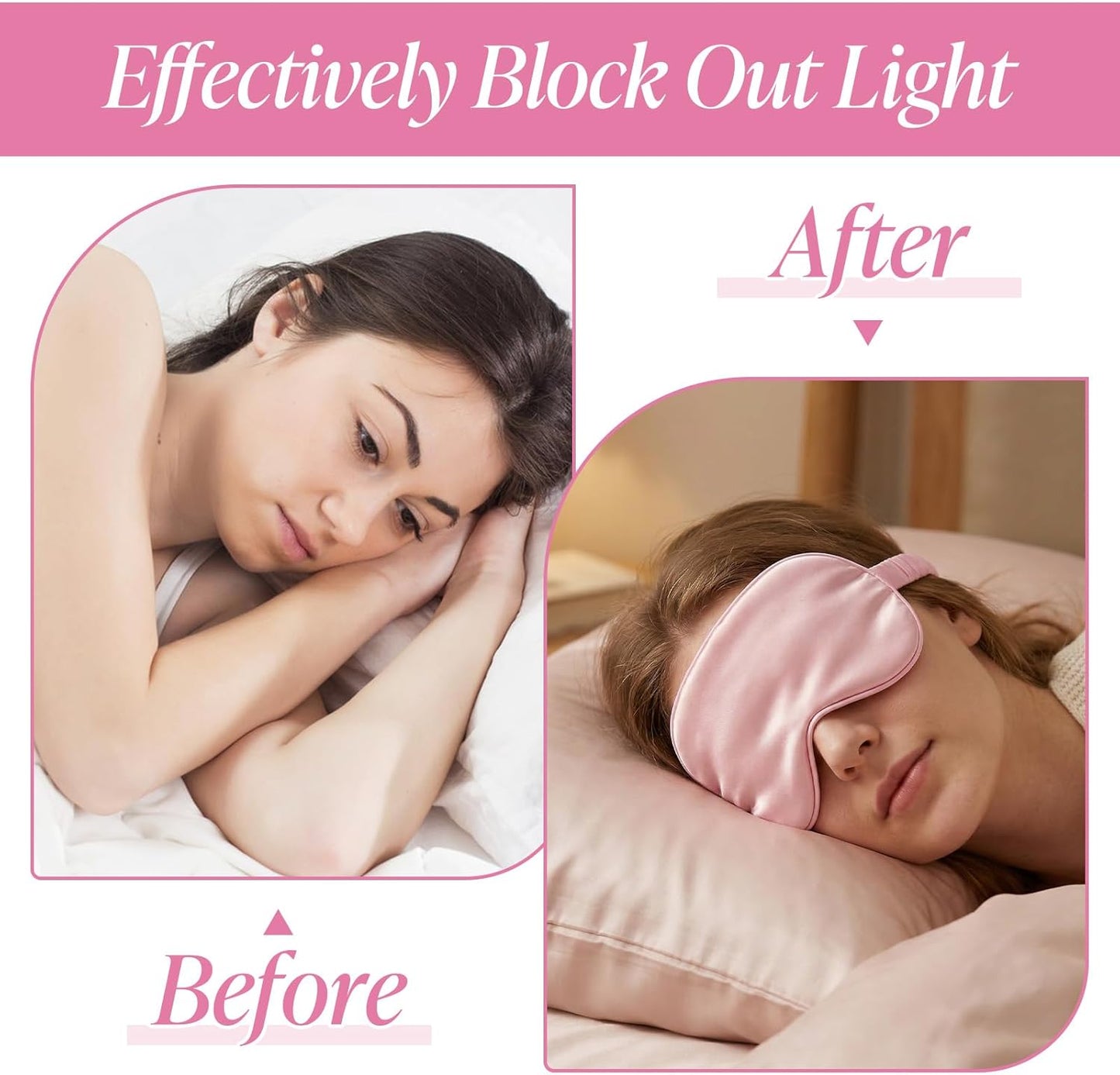 20 Pcs Silk Sleep Eye Mask for Sleeping Adjustable Elastic Strap Blackout Smooth Soft Eye Covers No Pressure Sleep Mask for Women and Men Comfortable Blindfolds(Pink)