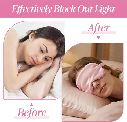 20 Pcs Silk Sleep Eye Mask for Sleeping Adjustable Elastic Strap Blackout Smooth Soft Eye Covers No Pressure Sleep Mask for Women and Men Comfortable Blindfolds(Pink)