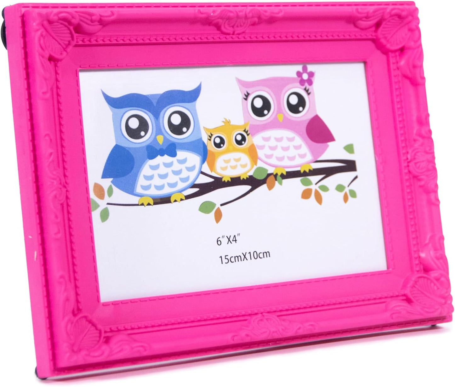 Picture Frame, 6x4 Inches, Ornate Border Design, Wall Mounted and table (Pink)