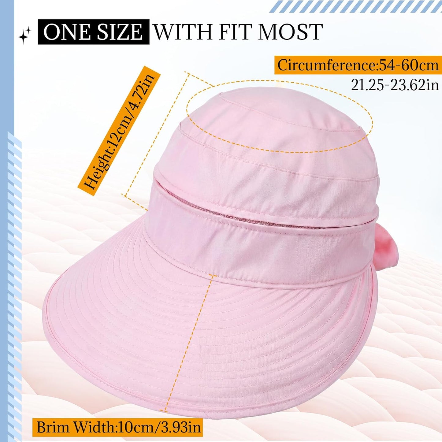 2 Pack Women's Wide Brim Sun Hat with Ponytail, Zip Off Packable Visor Hat UV Protection for Beach Golf Gardening