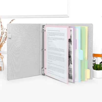 SKYDUE Binder Dividers with Tabs and Pockets – 2 Sets of 10-Pack for 3-Ring Binders, Writable Tabs, Durable & Tear-Resistant, Pink