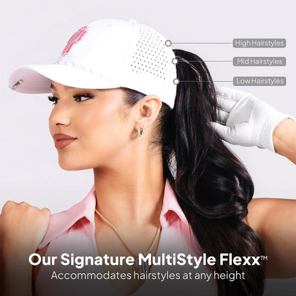 NJF Golf Hat for Women with Tee Holder & Magnetic Ball Marker | Adjustable High Ponytail Friendly Hat | UPF 50+ UV Sun Protection | Lightweight and Breathable Sports Cap