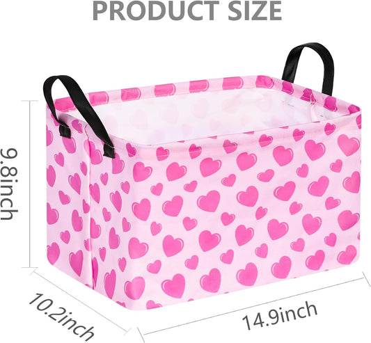 Valentine's Day Storage Basket Baby Hamper Collapsible Organizer Bin Gifts Shelf Baskets for Room Decor