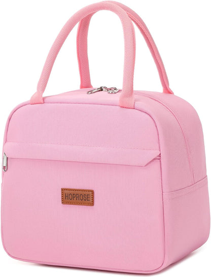 Insulated Lunch Bag for Women Men Adults Lunch Tote with Front Pocket Lunch Box Container Cooler Bag for Work Picnic (Pink)