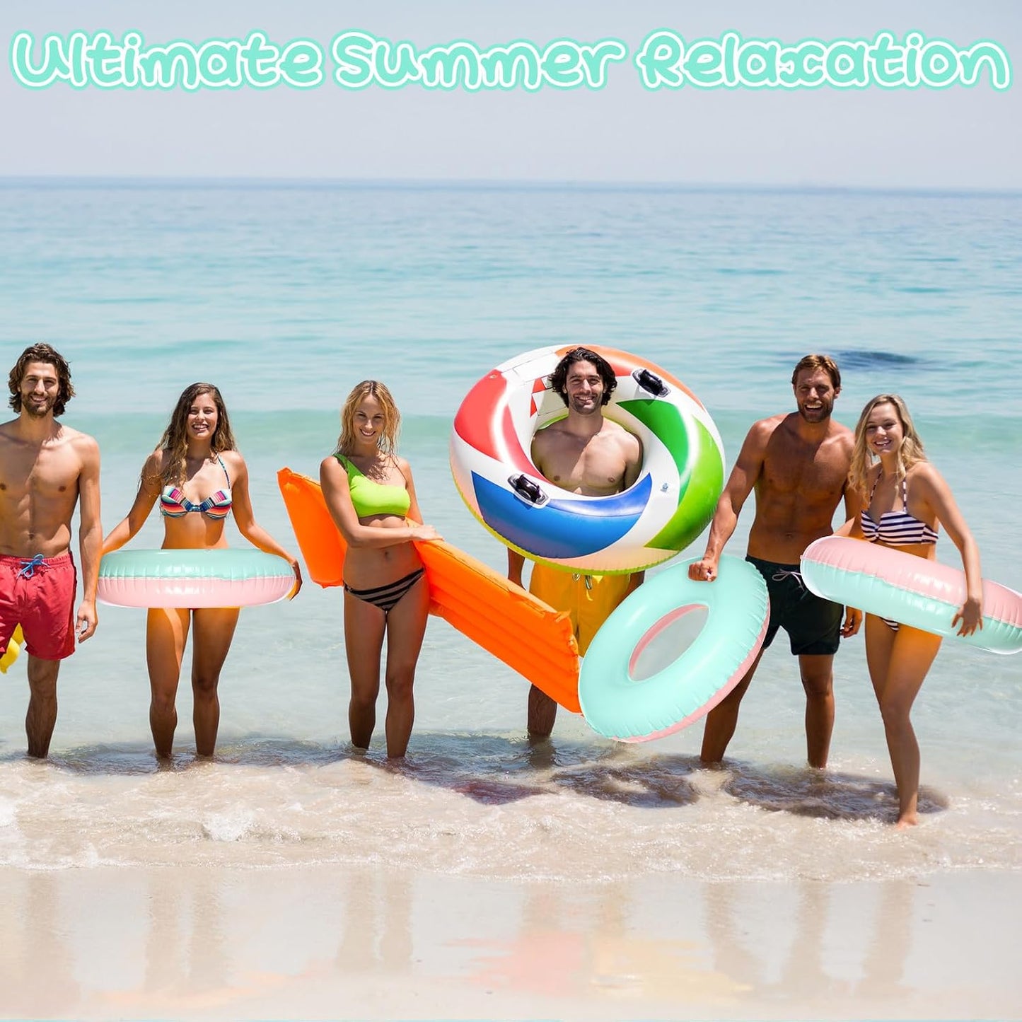 4 Pcs Inflatable Pool Floats for Adults Pastel Inner Tubes Macaron Pool Rings Floaties for Birthday Beach Swimming Shower Bachelorette Party Decorations(Green,Pink,28'')