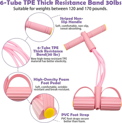 Multifunctional Pedal Resistance Band with Handle,4/6/8 Tubes for All Weights,Upgrade Heavy-Duty TPE Tubes with 300% Stretch for Full Body Workouts.