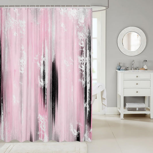 Feelyou Abstract Shower Curtain for Bathroom Decor Modern Abstract Art Bath Curtain Pink Gray White Bathroom Accessories Luxury Waterproof Polyester Fabric for Stalls Bathtubs 72"x78"