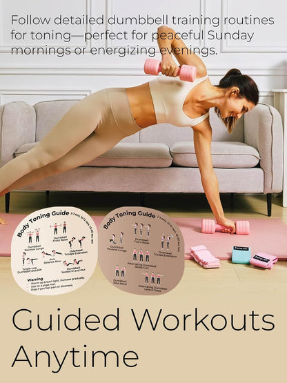 Adjustable Dumbbell Set｜2LB 3LB 4LB 5LB Light Hand Weights for Women｜One-Twist Weight Adjustment｜Non-Slip Curved Grip Handle｜Free Weights for Home Gym, Rehab, Pilates, Yoga, Strength Training