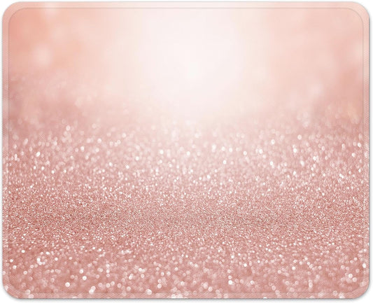 Rose Gold Square Mouse Pad 9.5" x 7.9", Pink for Notebooks Desktop Computers Office Supplies with Non-Slip Rubber Base Mouse Pad for Gaming, Working, Studying
