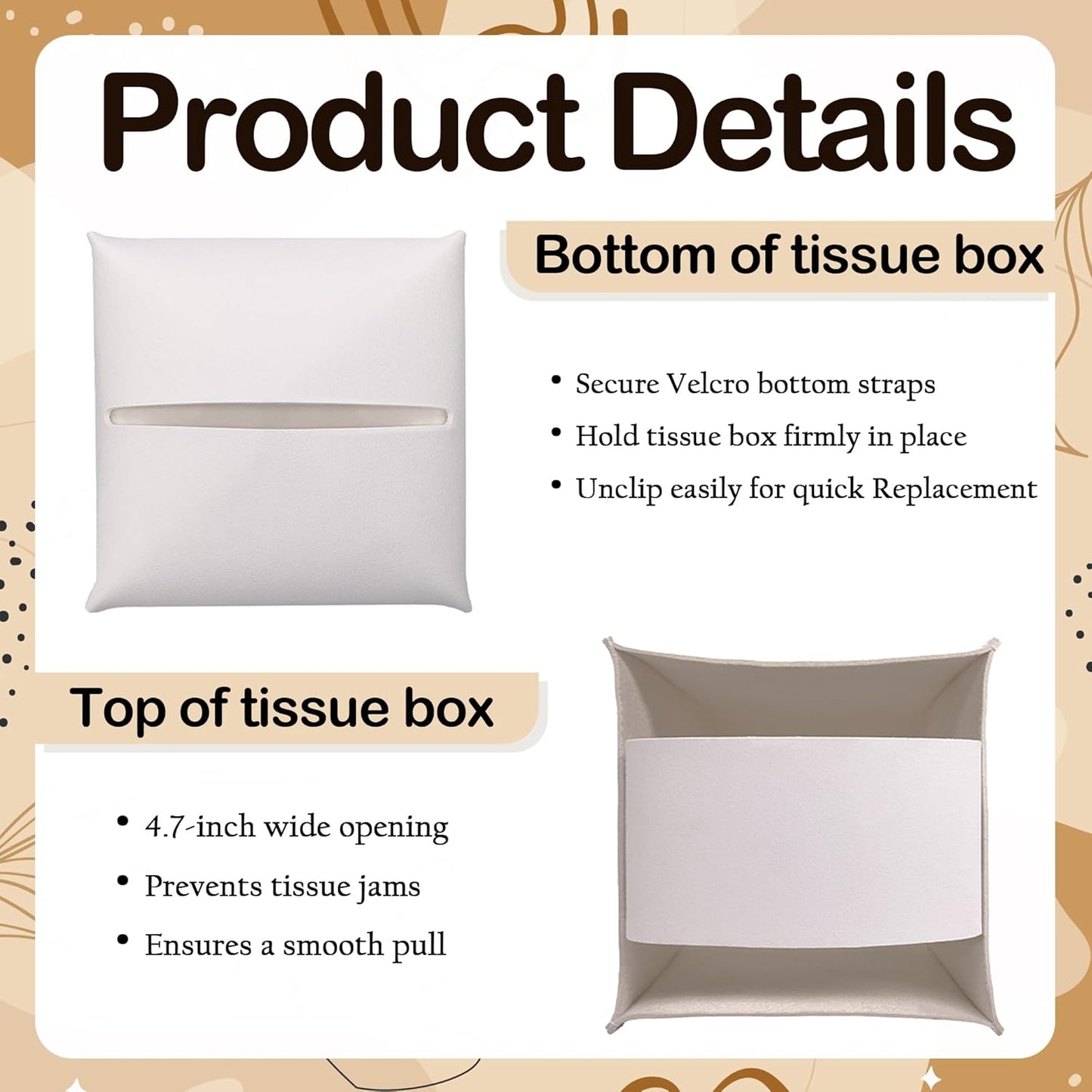 Spring Pink Flowers & Butterfly PU Leather Tissue Box Cover - Seasonal Decorative Tissue Holder - Waterproof Dispenser Box - Facial Paper Organizer Home Decor for Living Room, Bathroom, Office - A04